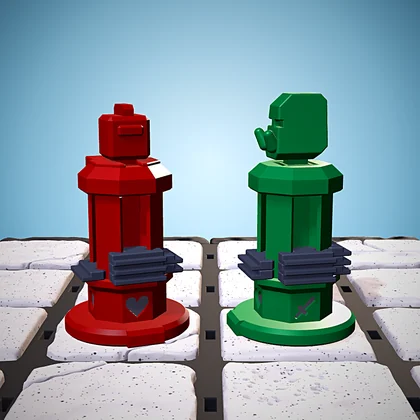 Dynamod Last Stand app icon, two printed figurines facing off on tiles
