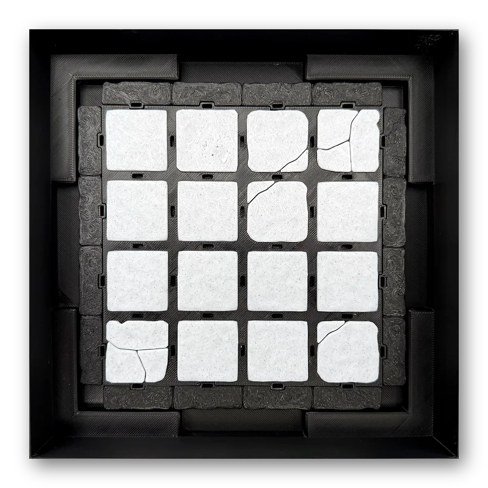 The bottom layer of the box: the board tile with its floors, in its own tray