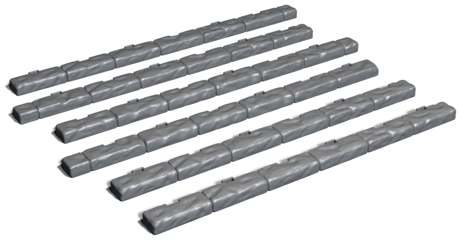 Six long stone edge pieces
