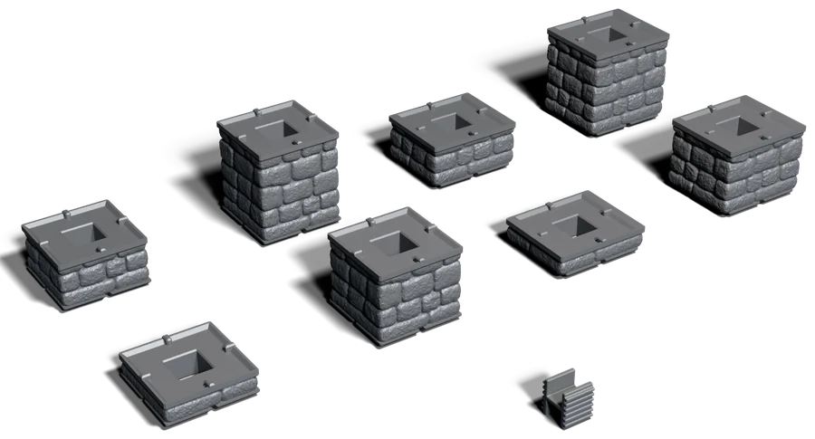 Stone spacer blocks of four different heights