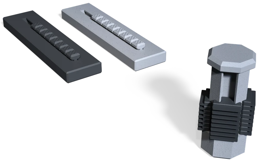 Two slotted tracker bars and the token holder with its clipped on tokens